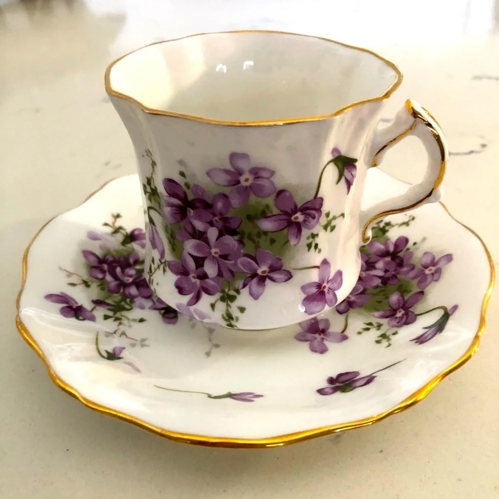 VTG Hammersley Victorian Violets Teacup and Saucer~Bone China VTG